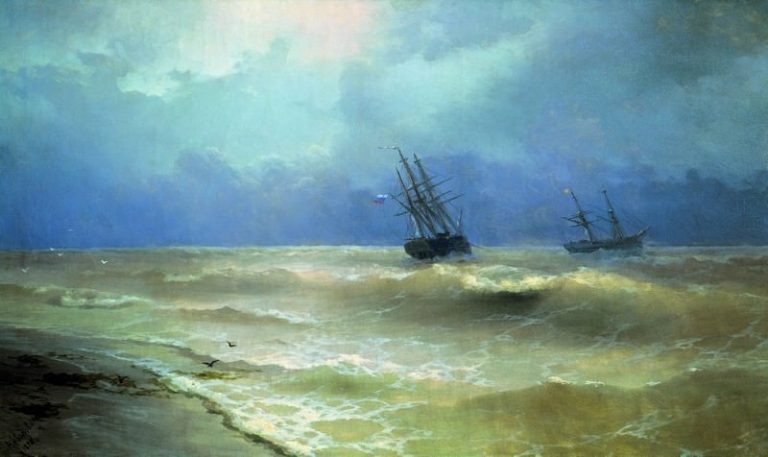 Прибой у крымских берегов 1892 130х217 картина