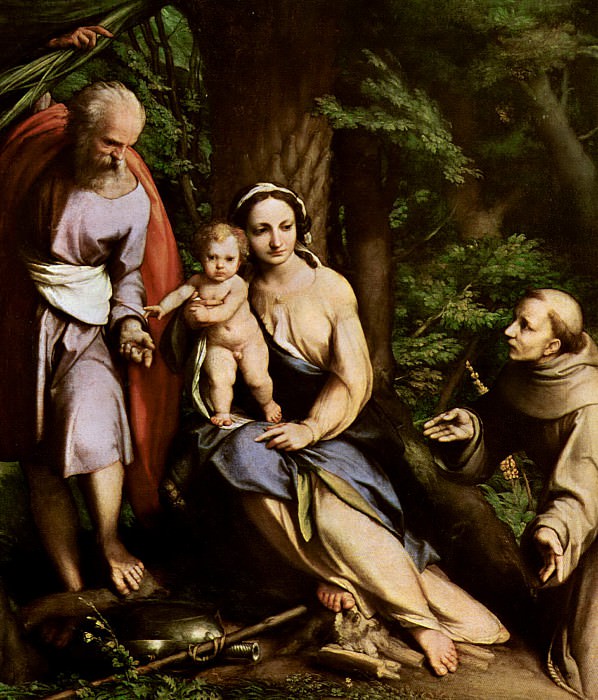 Корреджо – Отдых на пути в Египет в присутствии Св.Франциска картина