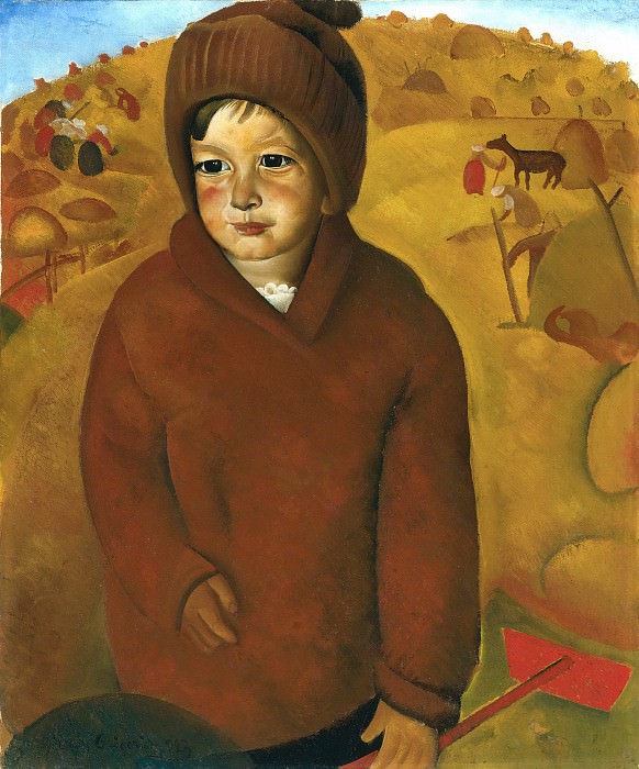 Мальчик на сенокосе картина