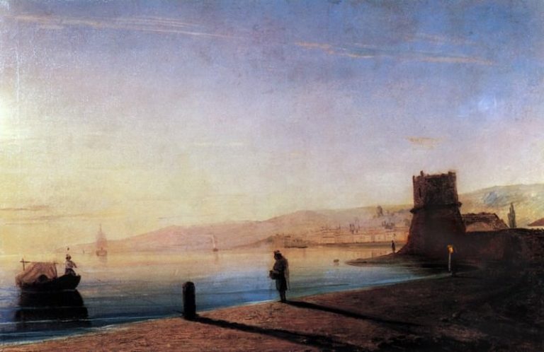 Пристань в Феодосии 1856 55х85 картина