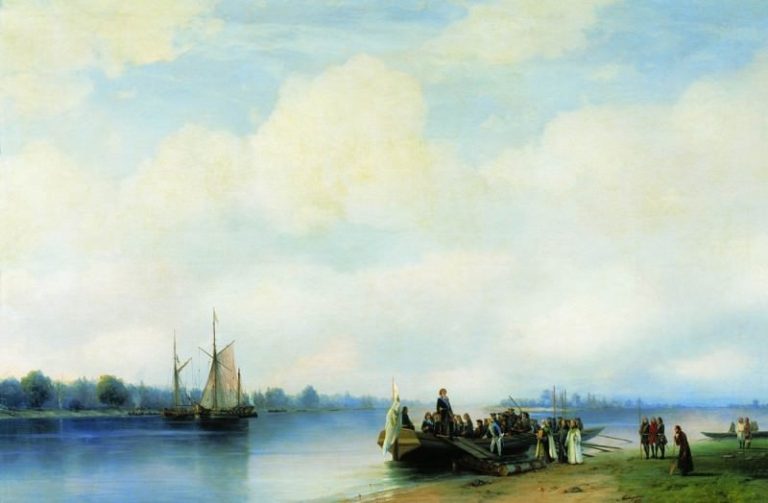 Приезд Петра I на Неву 1853 94х138 картина