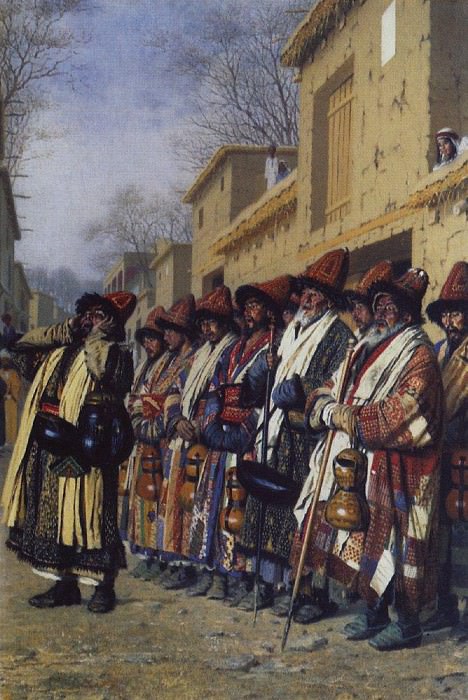 Хор дервишей, просящих милостыню. Ташкент. 1870 картина