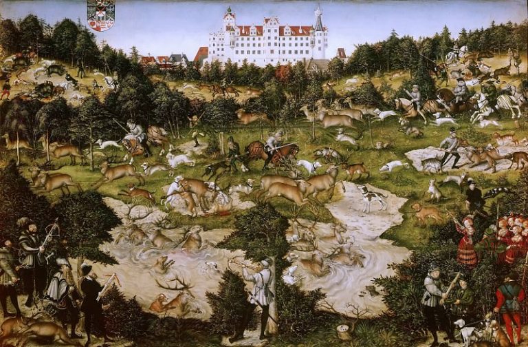 Лукас Кранах I – Оленья охота в честь Карла V близ замка в Торгау картина