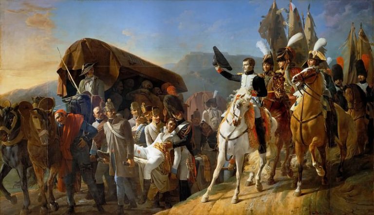 Дебре, Жан-Батист – Наполеон отдает честь раненым воинам, 1806 картина