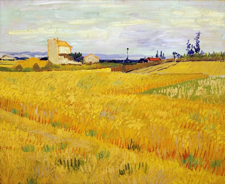 Пшеничное поле со снопами картина