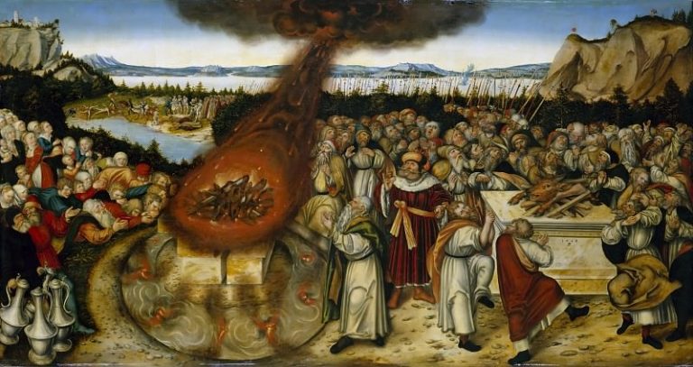 Лукас Кранах II – Илия и жрецы Ваала картина