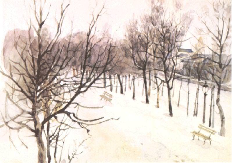 Зубовский бульвар зимой картина
