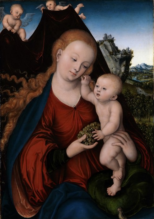 Лукас Кранах I – Мадонна с младенцем с гроздью винограда картина