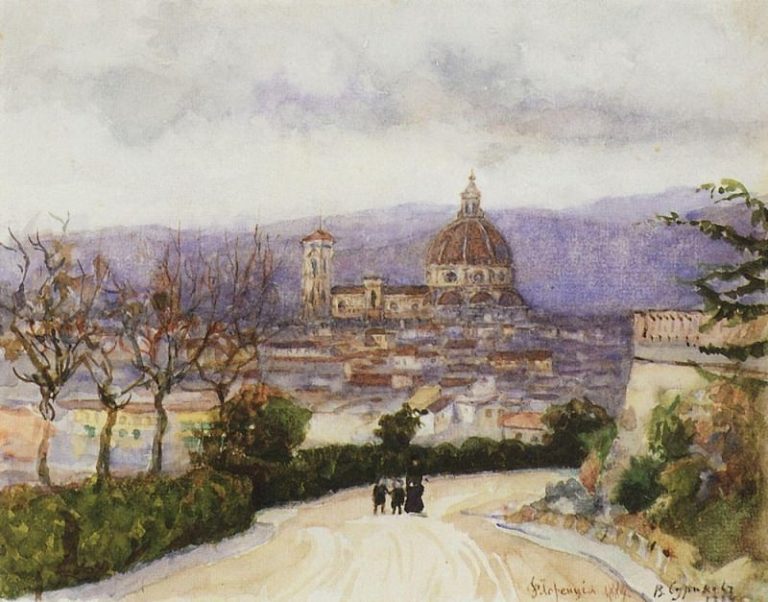 Флоренция. Прогулка (жена и дети художника) картина