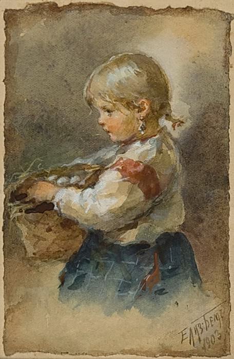 Девочка с туеском. 1903 картина