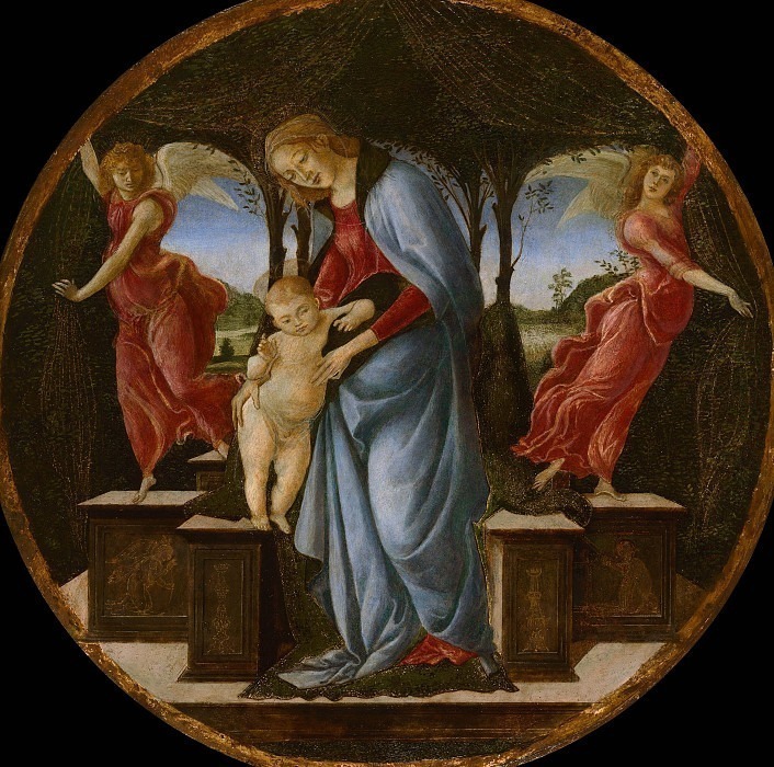 Богородица с младенцем и двумя ангелами картина