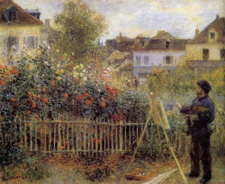 Клод Моне, рисующий в своем саду в Аржантее картина