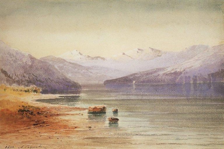 Горное озеро. Швейцария. 1864 картина