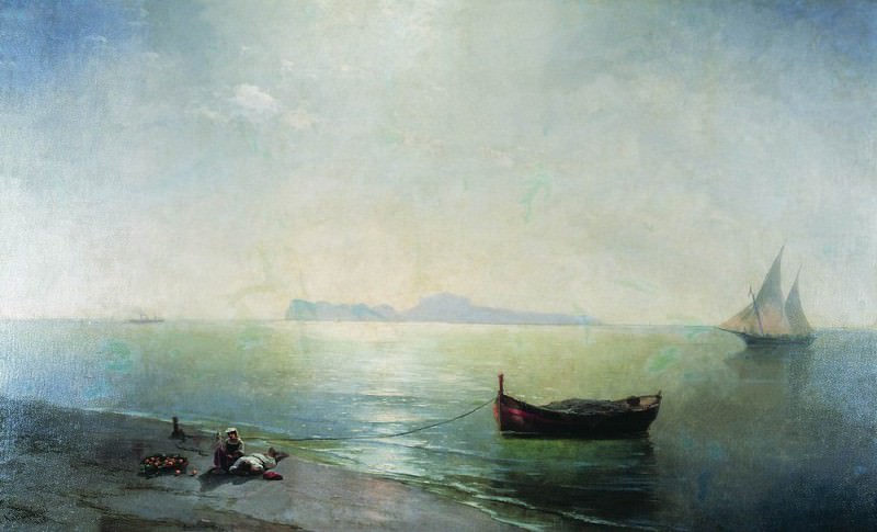 Штиль. Вид Капри. Средиземное море 1892 216х345 картина