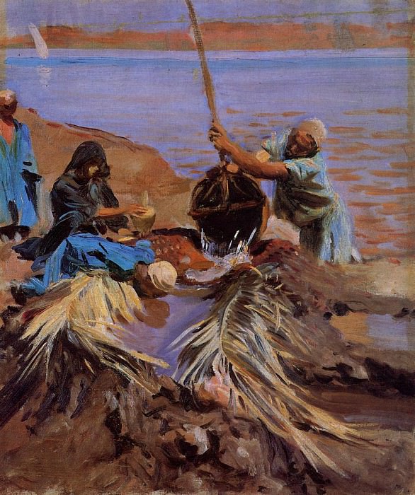 Египтяне, берущие воду из Нила картина