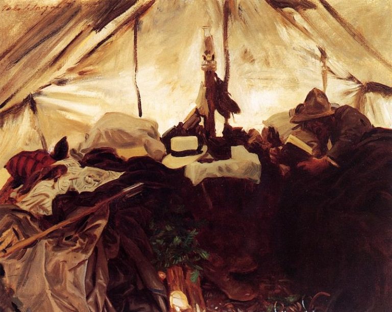 Внутри палатки в канадских Скалистых горах картина
