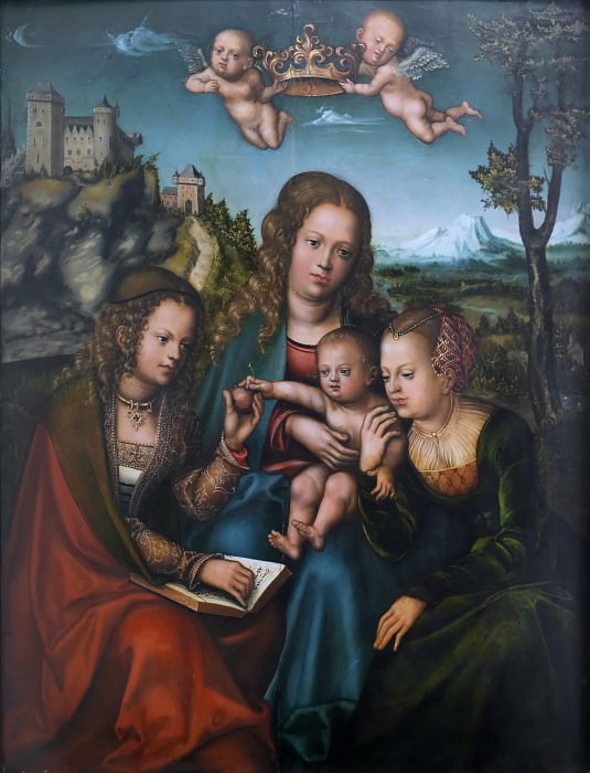 Мастерская Лукаса Кранаха I – Мадонна с младенцем и двумя святыми картина