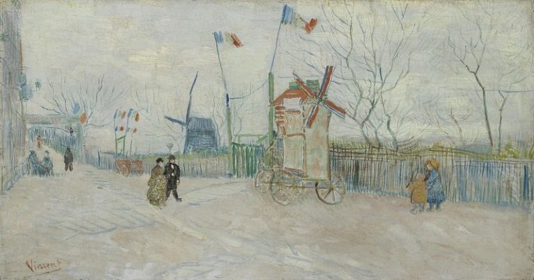 Уличная сцена на Монмартре – Мулен Пуавр картина