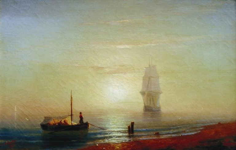 Закат на море 1848 36х43 картина