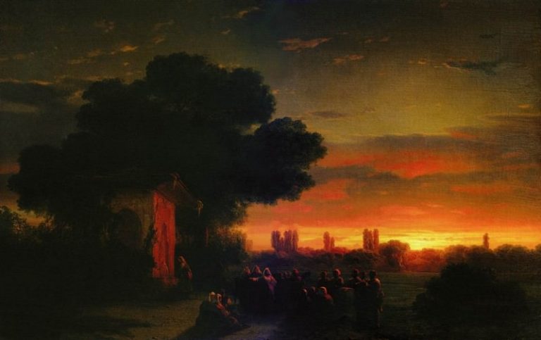 Вид в Крыму при закате солнца 1862 59х83 картина