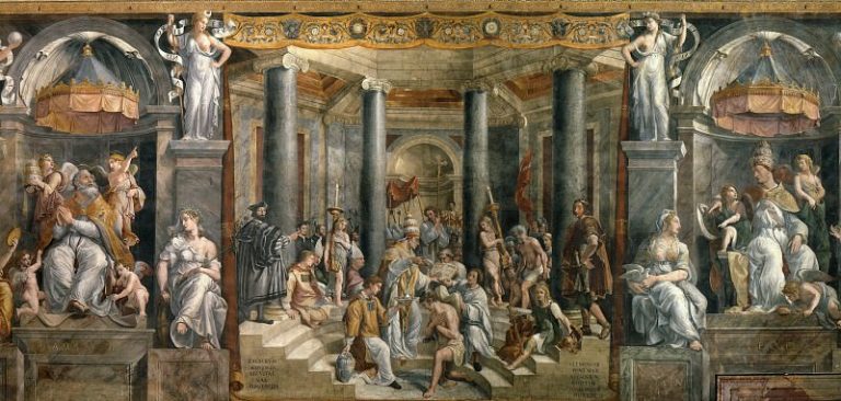 Зал Константина: Крещение Константина (работа Джованни Франческо Пенни, дизайн Рафаэля) картина