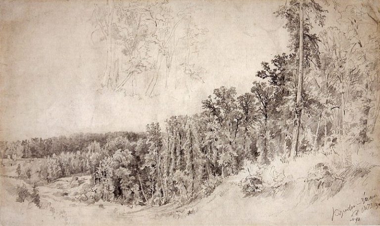 Овраг в Козловке-Засеке. Группа деревьев. 1873 36, 4х60, 4 картина