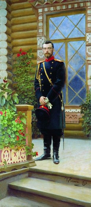 Портрет императора Николая II на крыльце картина