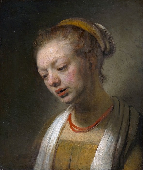 Молодая женщина с красным ожерельем (последователь) картина