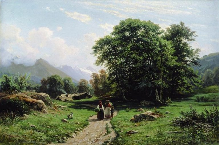 Швейцарский пейзаж 1866 62х93 картина