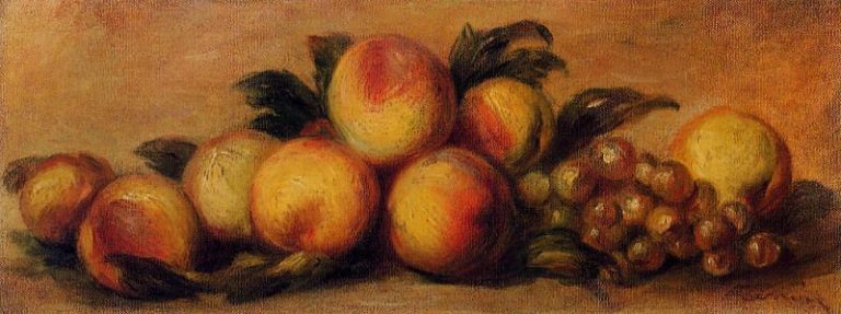 Натюрморт с персиками и виноградом картина