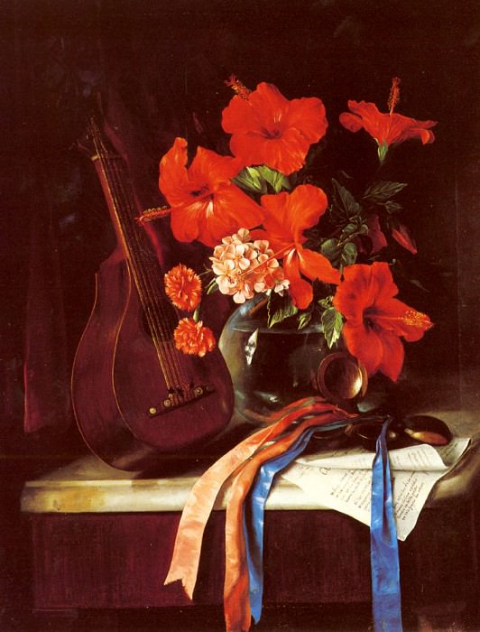 Мурильо, Хосе Мария Брачо y Still Life With Mandolin And Castagnets картина