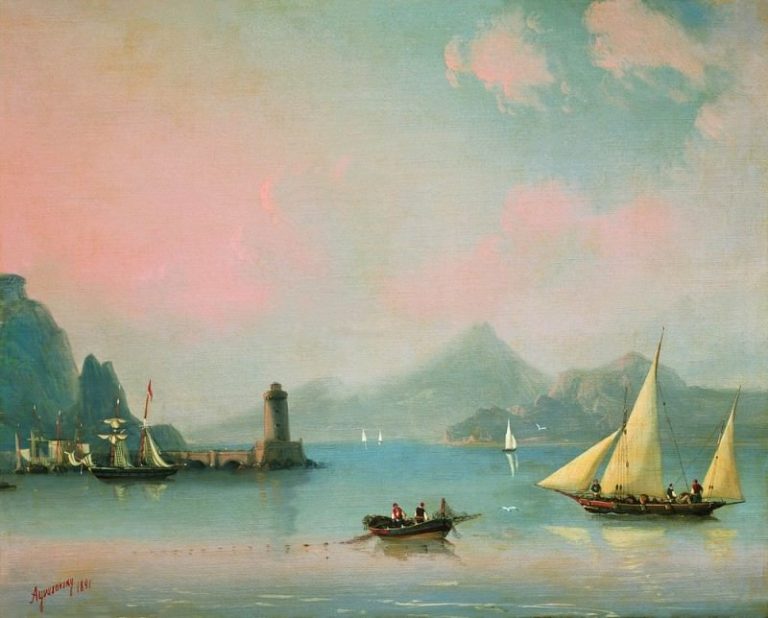 Морской пролив с маяком 1841 48,5х60 картина