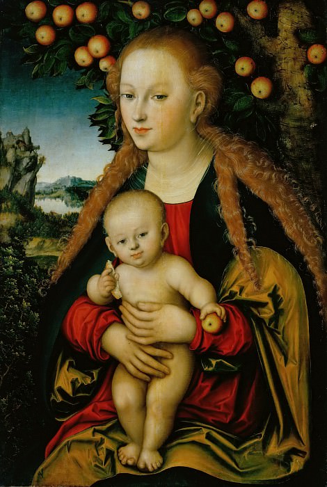 Лукас Кранах I – Мадонна с младенцем под яблоней картина