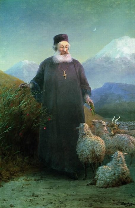 Каталикос Хримян Айрик в окрестностях Эчмиадзина 1895 картина