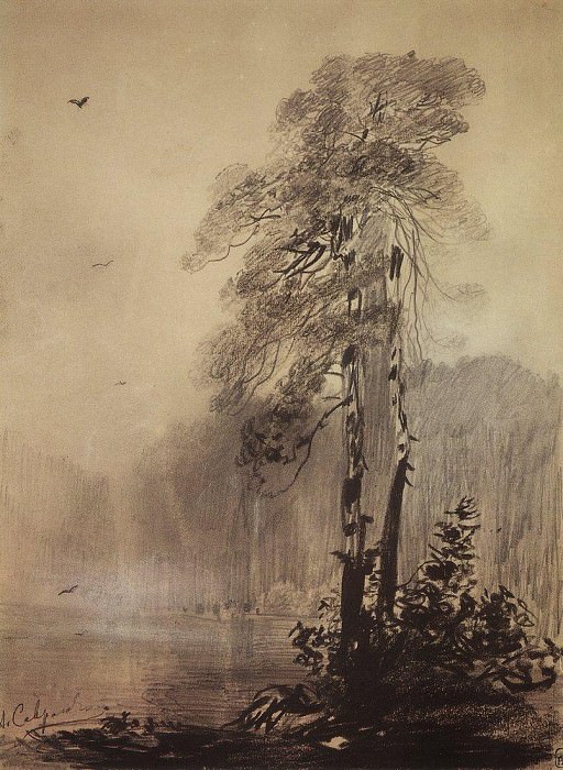 Сосны на берегу озера. 1880-1890-е картина