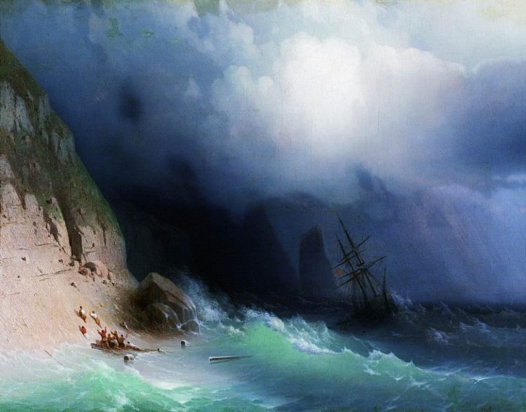 Кораблекрушение у скал 1870-е 36х46 картина
