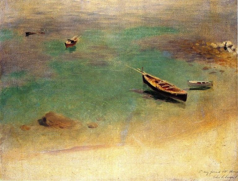 Лодка у берега Капри картина
