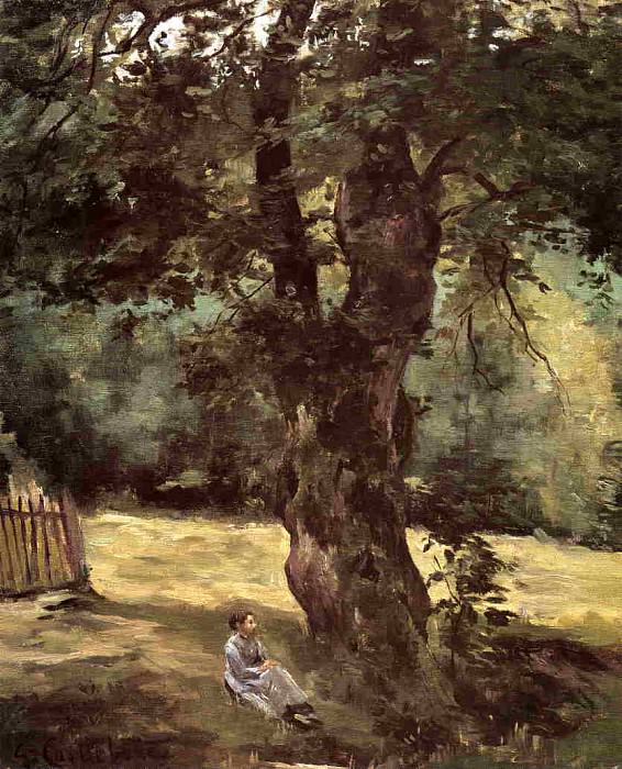 Женщина, сидящая под деревом картина