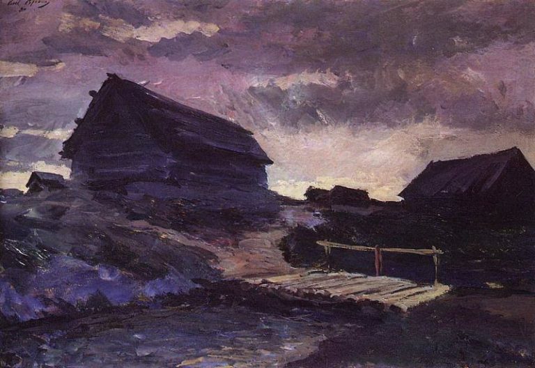 Пейзаж с избами. 1894 картина