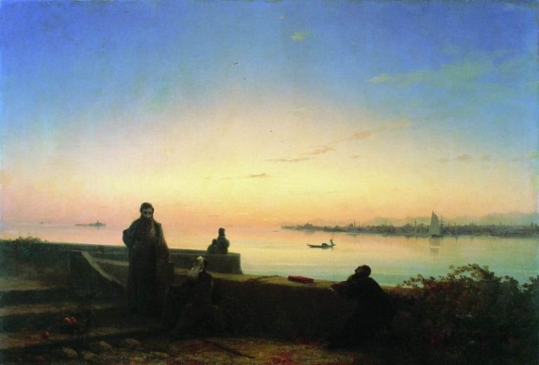Мхитаристы на острове св. Лазаря. Венеция 1843 68х100 картина
