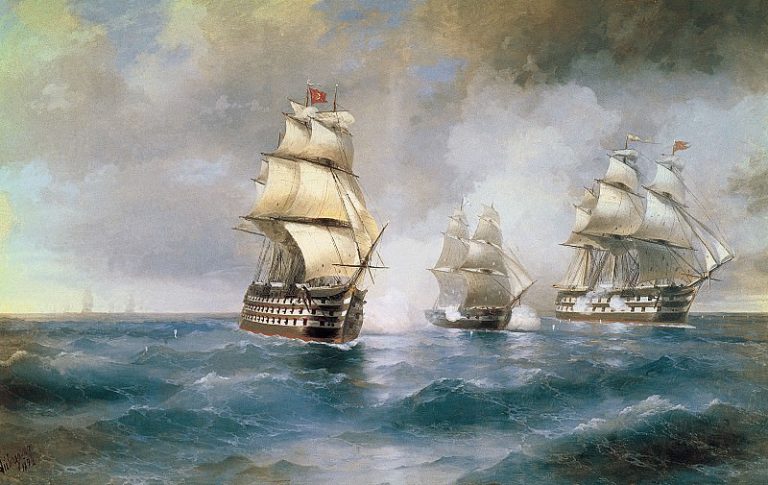 Бриг Меркурий, атакованный двумя турецкими кораблями картина