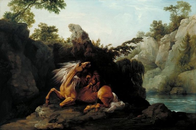 Стаббс, Джордж – Лошадь, пожираемая львом картина