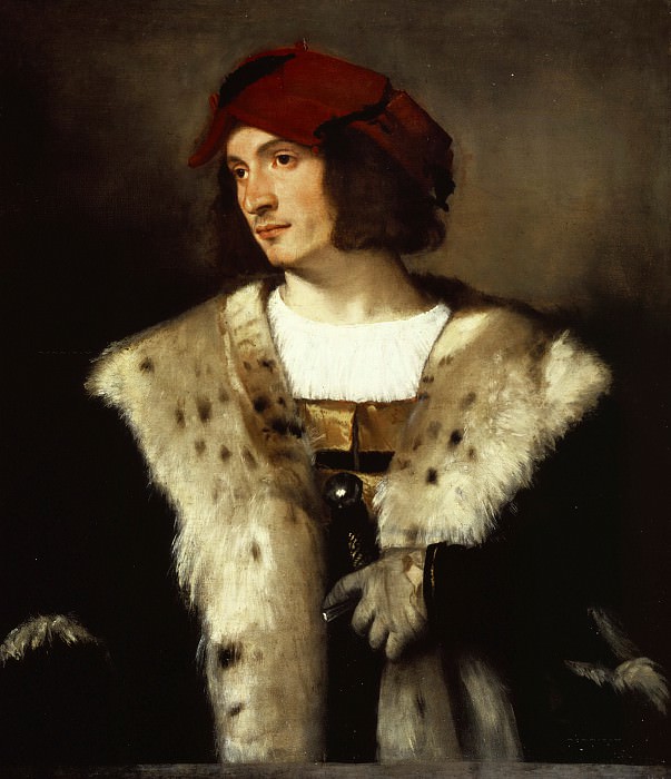 Портрет молодого человека в красной шапке картина