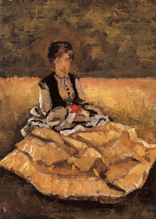 Женщина, сидящая на траве (фрагмент) картина