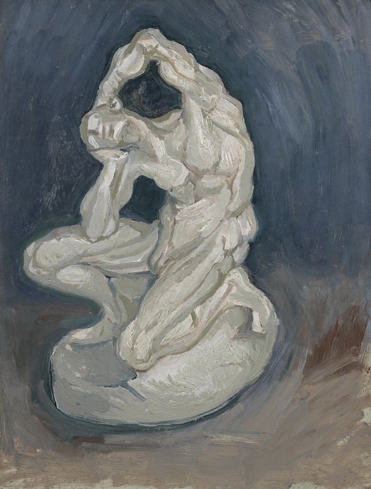 Гипсовая статуэтка коленопреклоненного мужчины картина