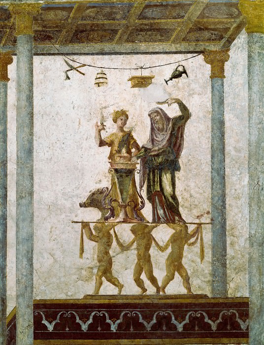 Фрески в лоджии кардинала Бибиены – Сценка с жертвоприношением картина
