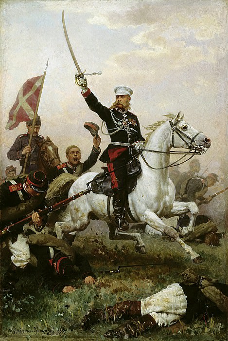 Генерал Н. Д. Скобелев на коне. 1883. Холст, масло. 47х30 картина