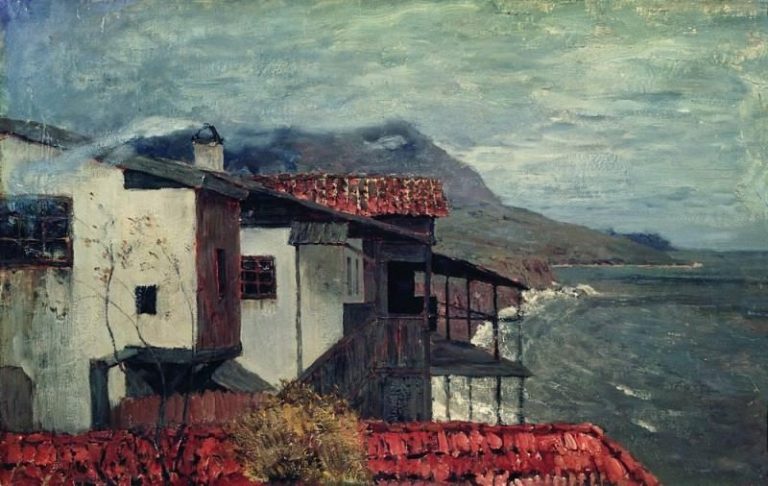 У берега моря. Италия. 1890 картина