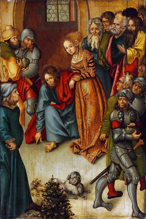 Мастерская Лукаса Кранаха I – Христос и грешница картина