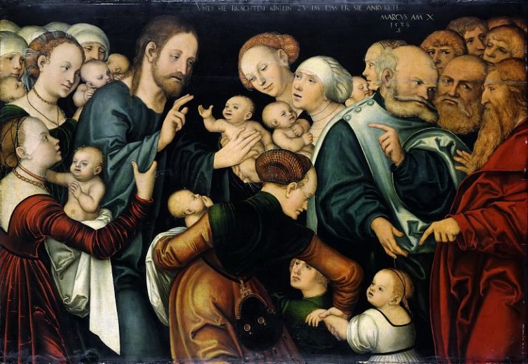 Лукас Кранах II – Христос благословляет детей картина